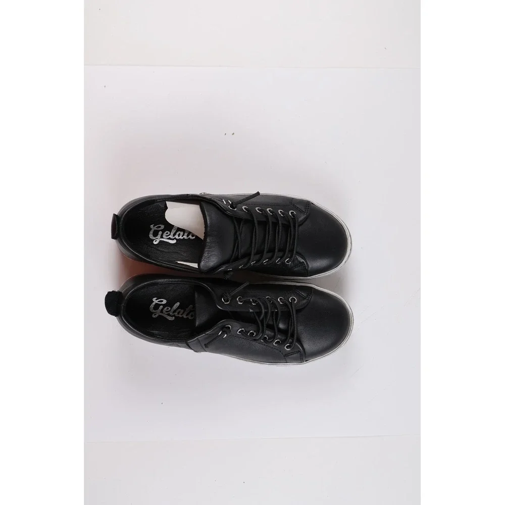 Gelato Tampa Sneakers Black Leather Platform Low Top 36 NEW